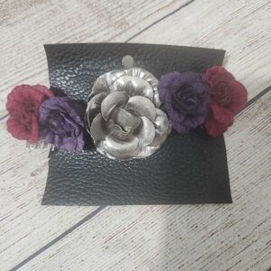 Rare Free People Silver and Purple Floral Hair Comb